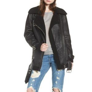 Plus Faux Leather Sherpa Biker Jacket